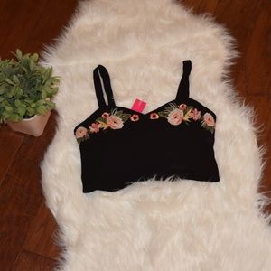 [Xhilaration] Black Floral Crop Top XS NWT